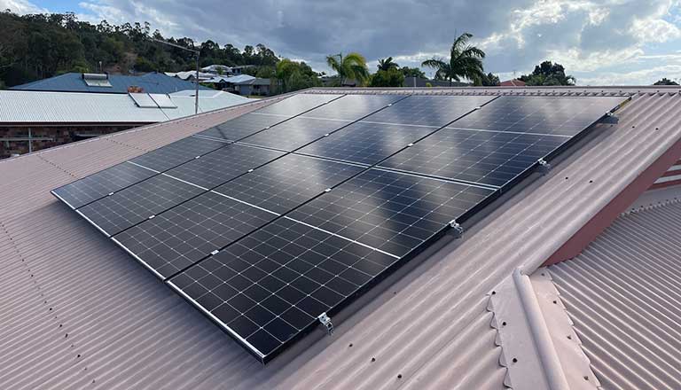 Solar panels installed on house roof